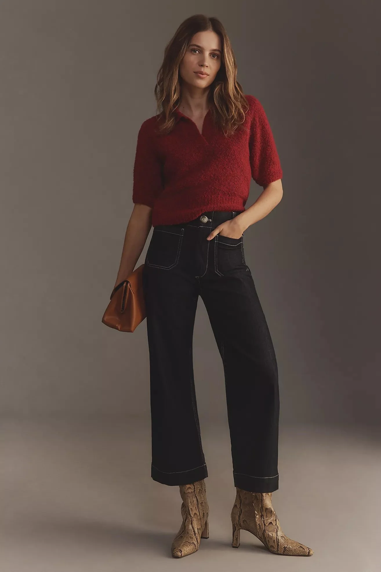 Colette High-Rise Wide-Leg Cropped Jeans