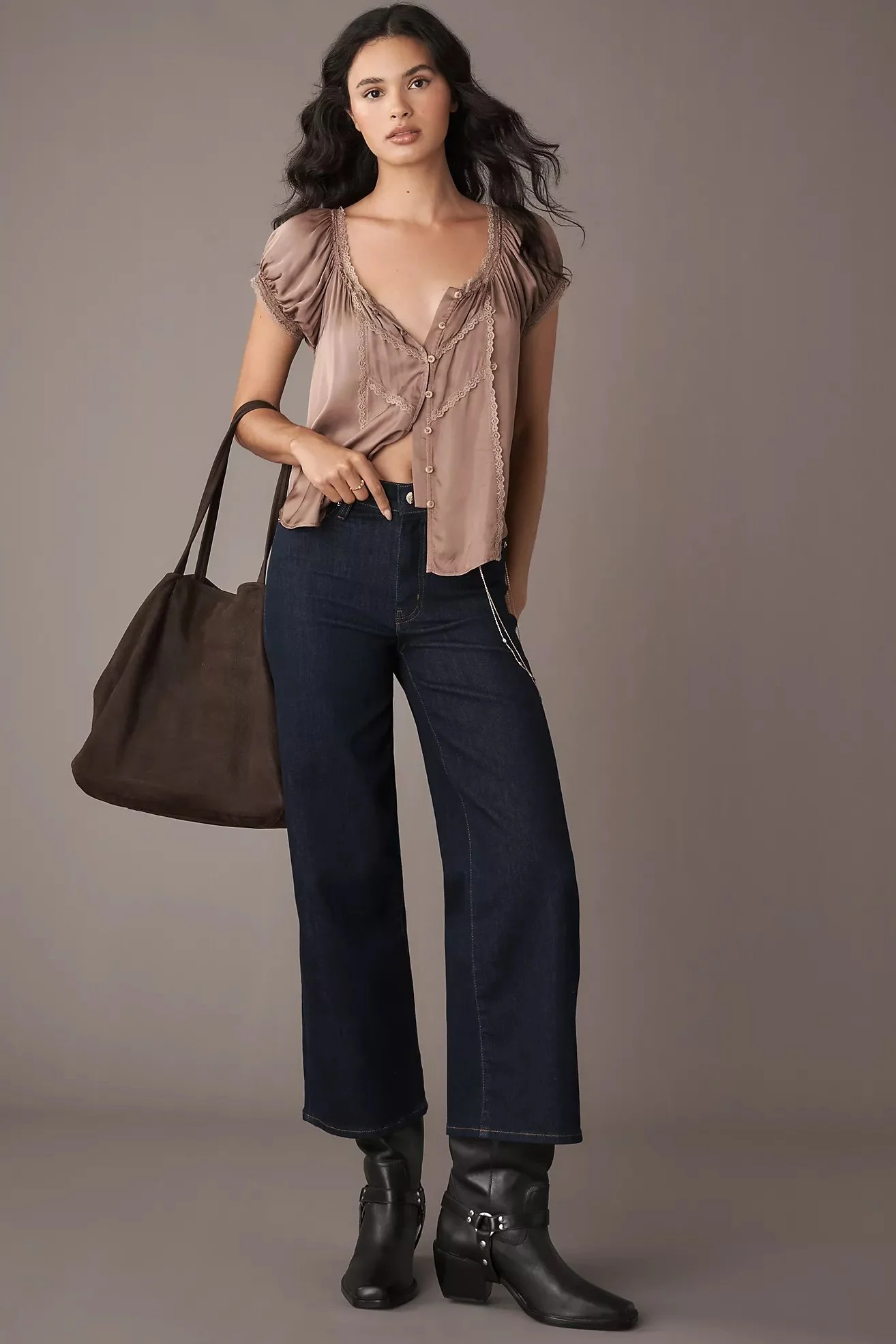 Le Slim Palazzo High-Rise Crop Wide Leg Jeans