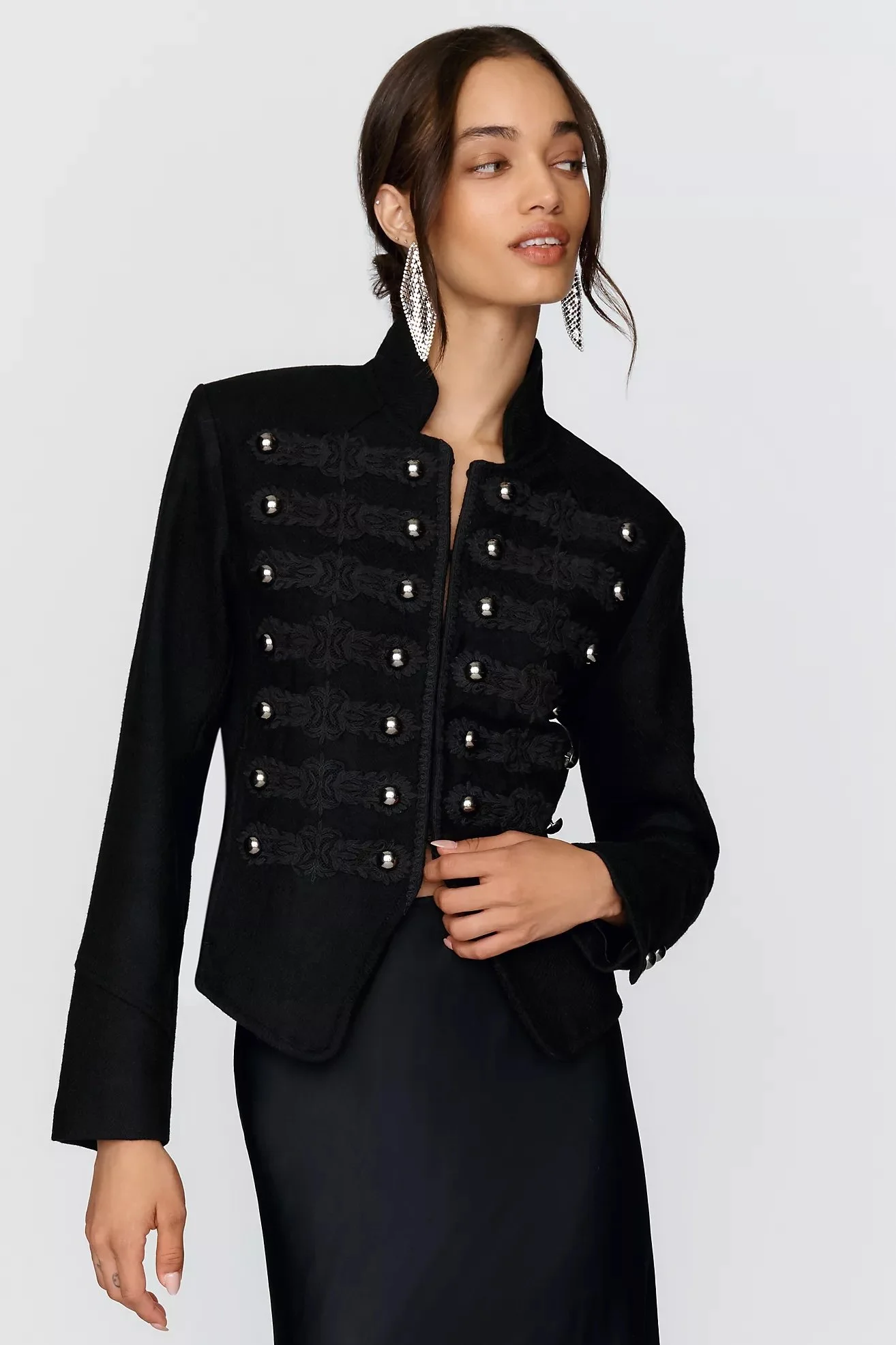 Wool Blend Band Jacket