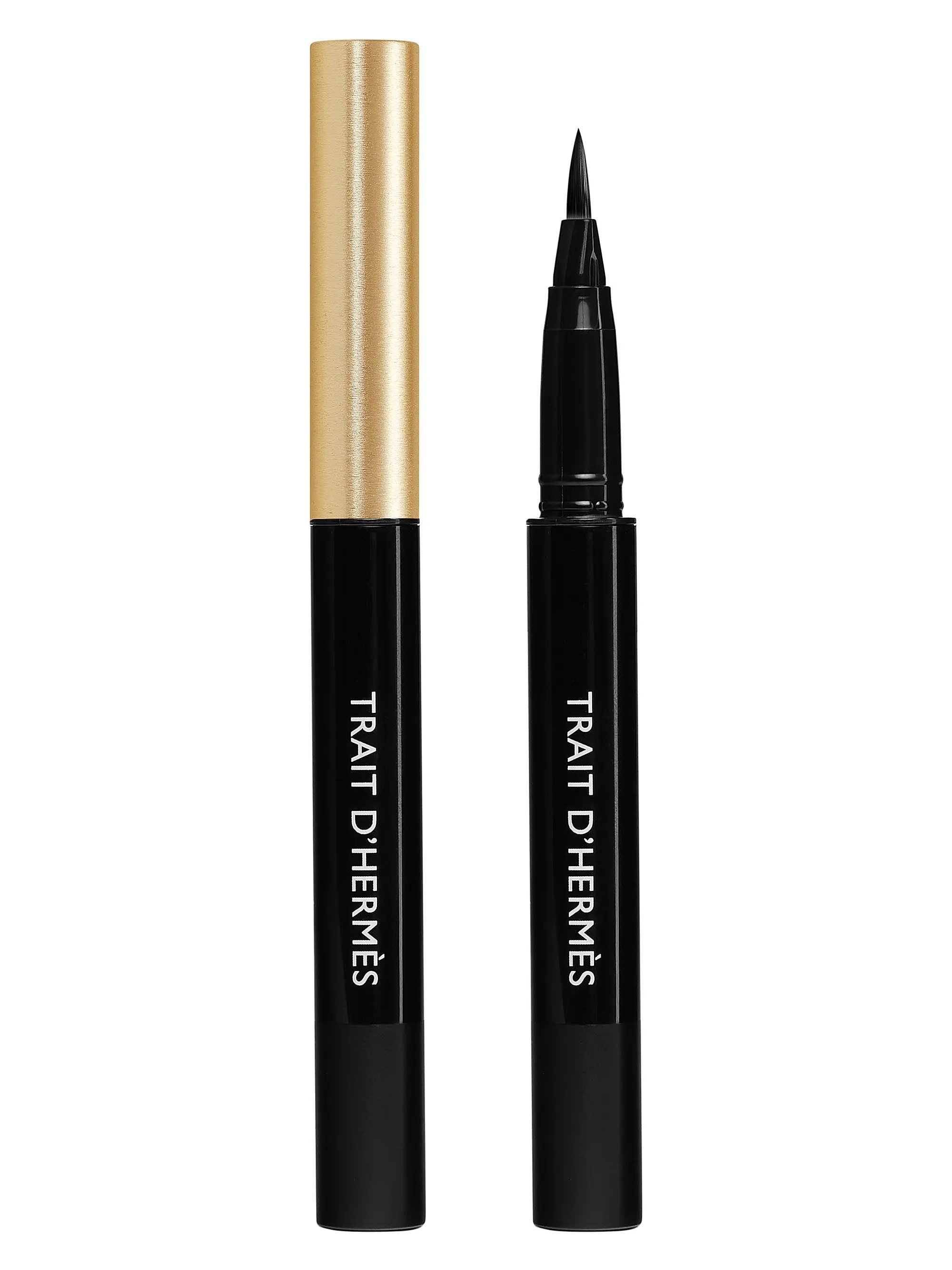 A black marker pen with a gold cap, and a black marker with a long, pointed tip.