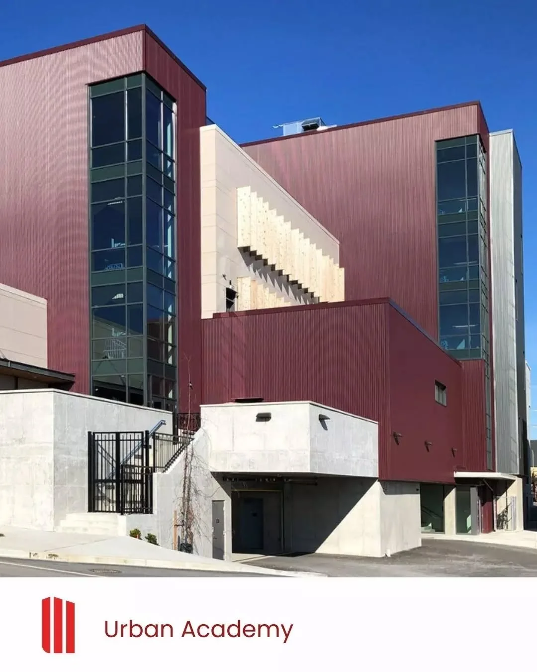 🏗️ WHM provided structural engineering for the new Urban Academy in New Westminster, a five-storey school with a basement and underground parking. The gymnasium features structural steel delta trusses, allowing three additional storeys to be built a