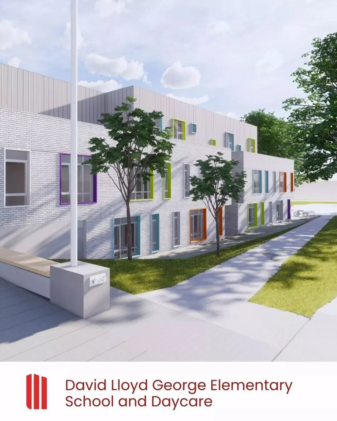 🏫🌿 WHM is proud to have contributed to David Lloyd George Elementary School in Vancouver. This new, three-storey LEED Gold facility combines K–7 education with a rooftop childcare centre. The innovative design reflects our commitment to susta