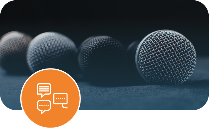 Microphones with talking icon