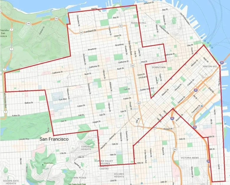 SF dog walking service area