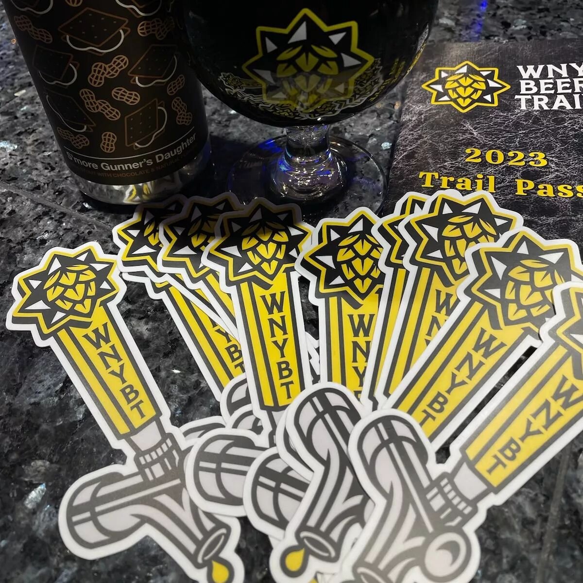 The tap handle got turned into stickers for @wnybeertrail 🍻