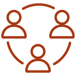 Icons of people connected by a circle