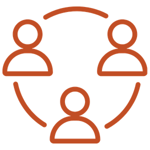 Icons of people connected by a circle