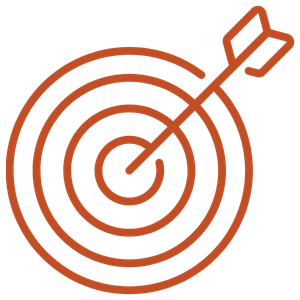 An icon of an arrow striking a target