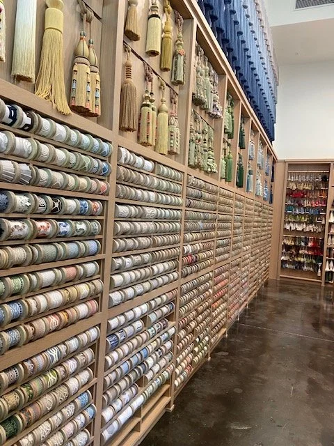 Trims and tassels in a store display