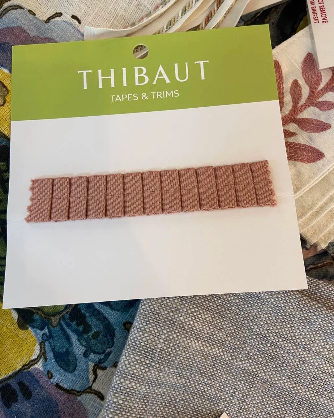 Last week I got to see the newest collections from Thibaut. They remind me a lot of waverly back in the day but with a more modern colors y and look. My favorite part was the new pleated trim.  It&rsquo;s so cute and would make a nice addition to a c