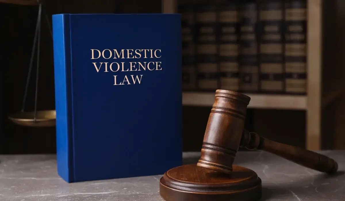 domestic violence book with a gavel