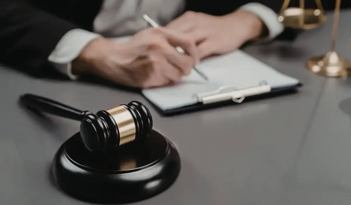 gavel and attorney taking notes