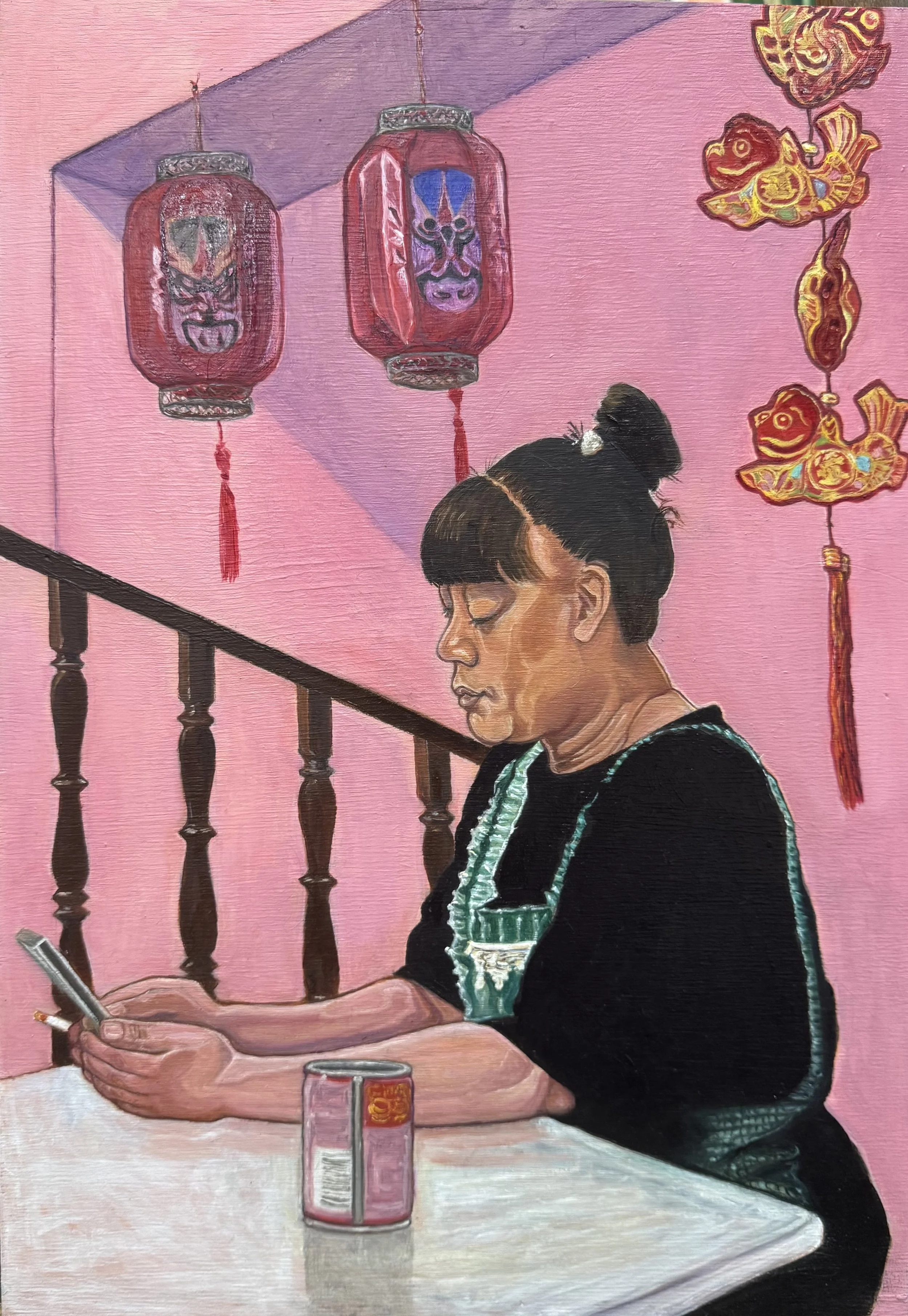 TAKE AWAY ORDER, Oil on wood panel, 14"X20" Original for sale