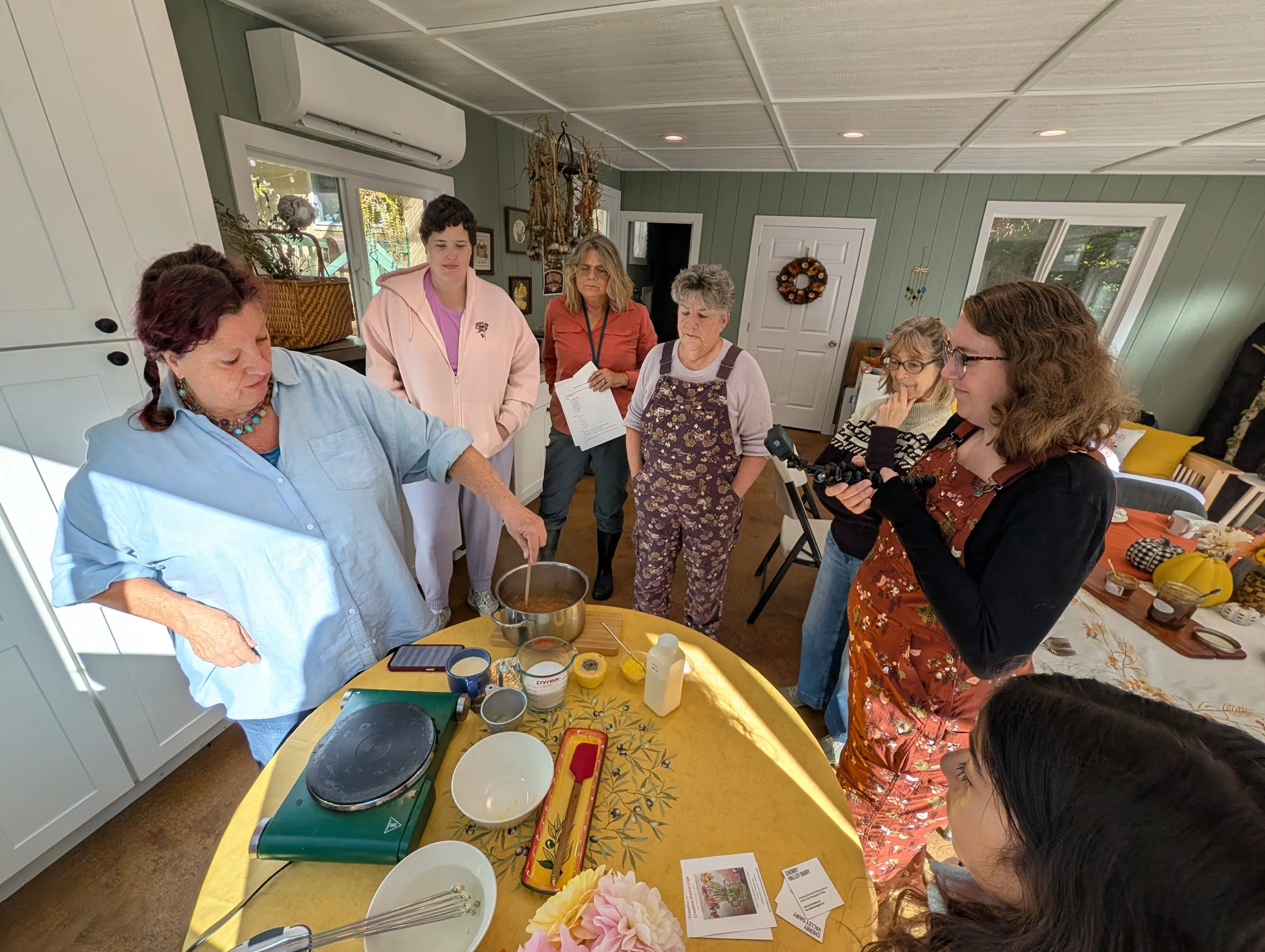jean mann demonstrates making a salted caramel sauce