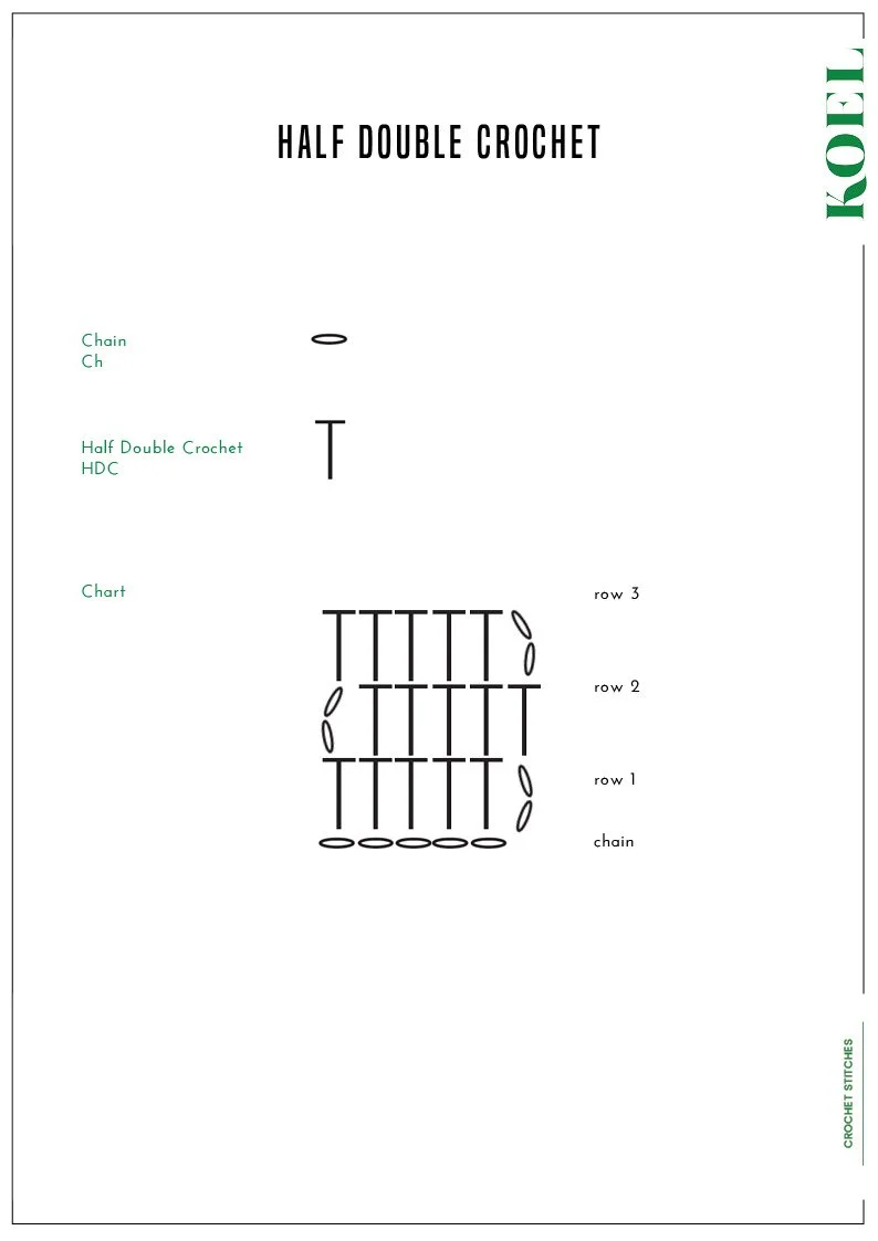 Half Double crochet chart KOEL tutorial