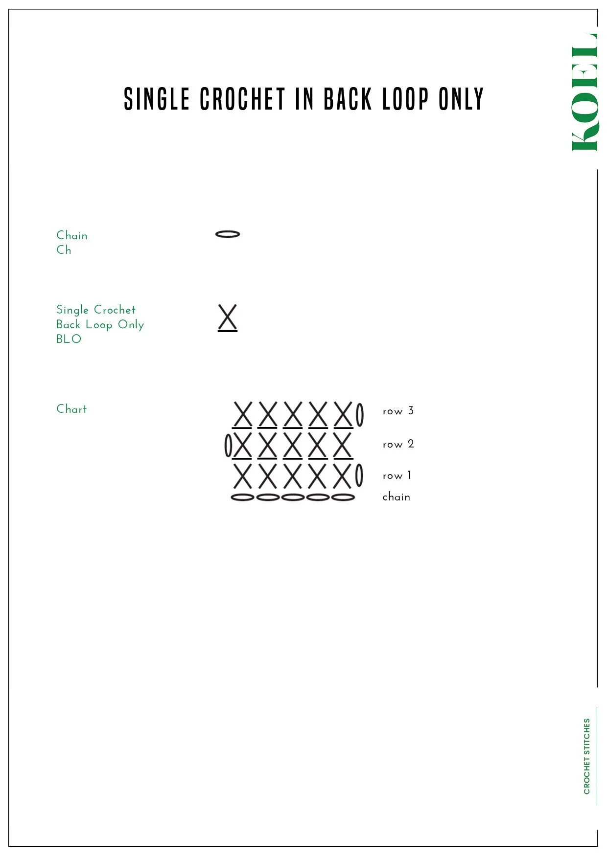 Single crochet Back Loop Only  KOEL tutorial