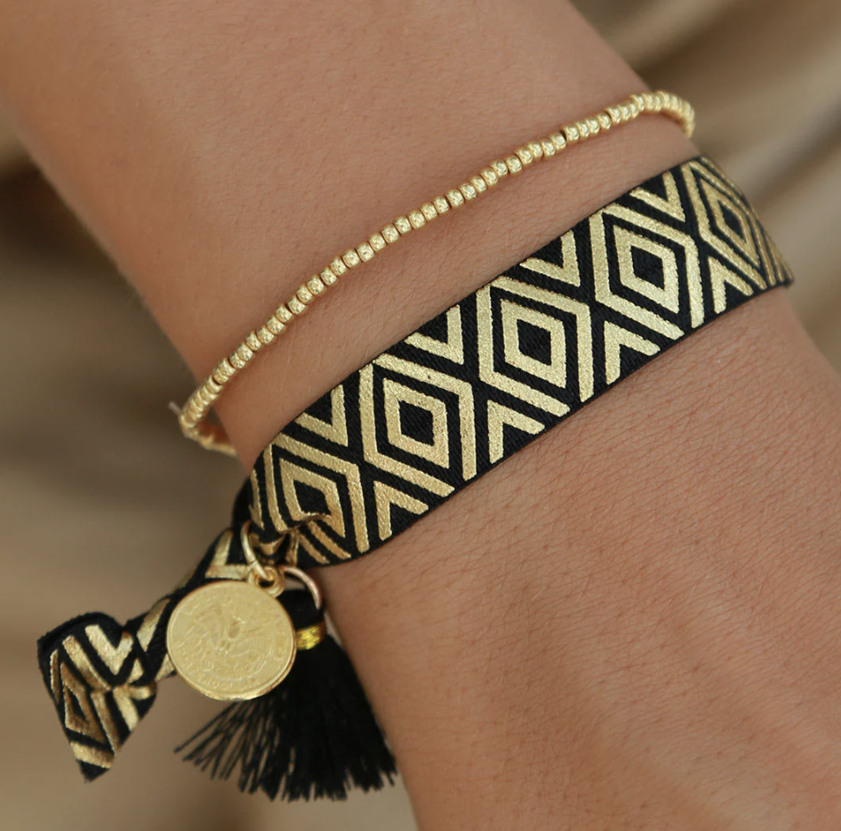 BRACELET ELASTIQUE - BLACK AND GOLD.png