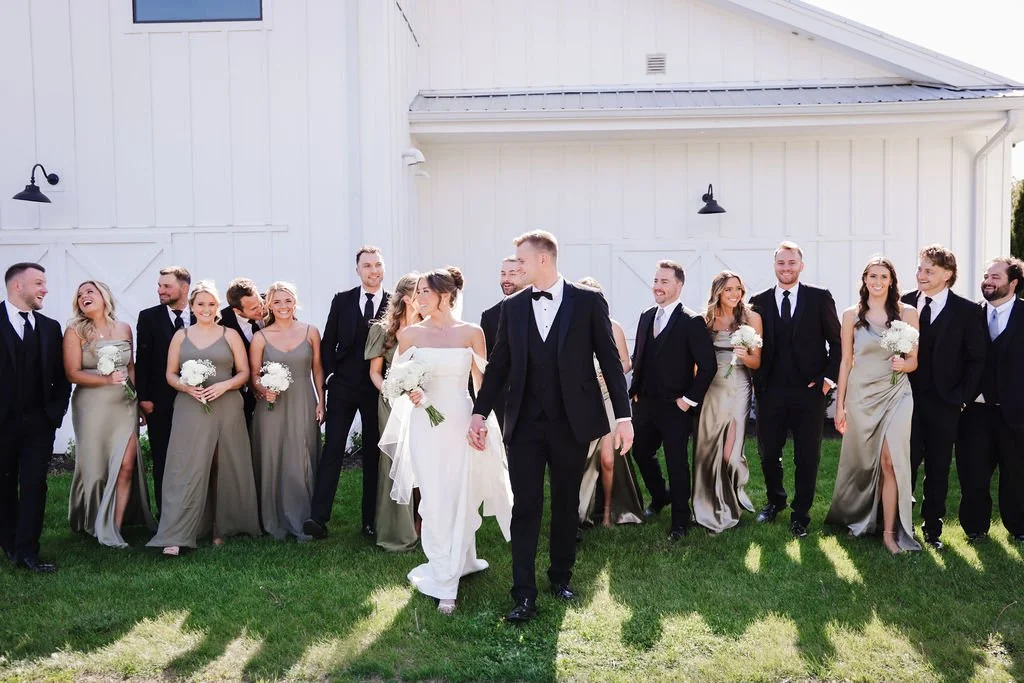 A bridal party outside of Fête of Wales.