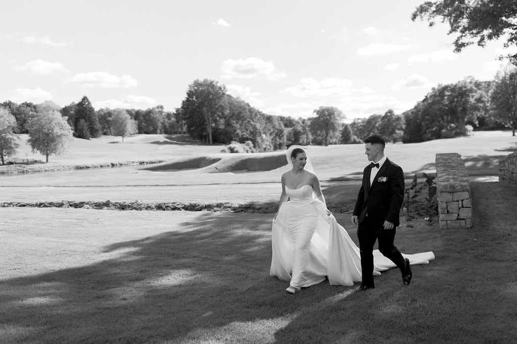 bride and groom at an oneida country club wedding