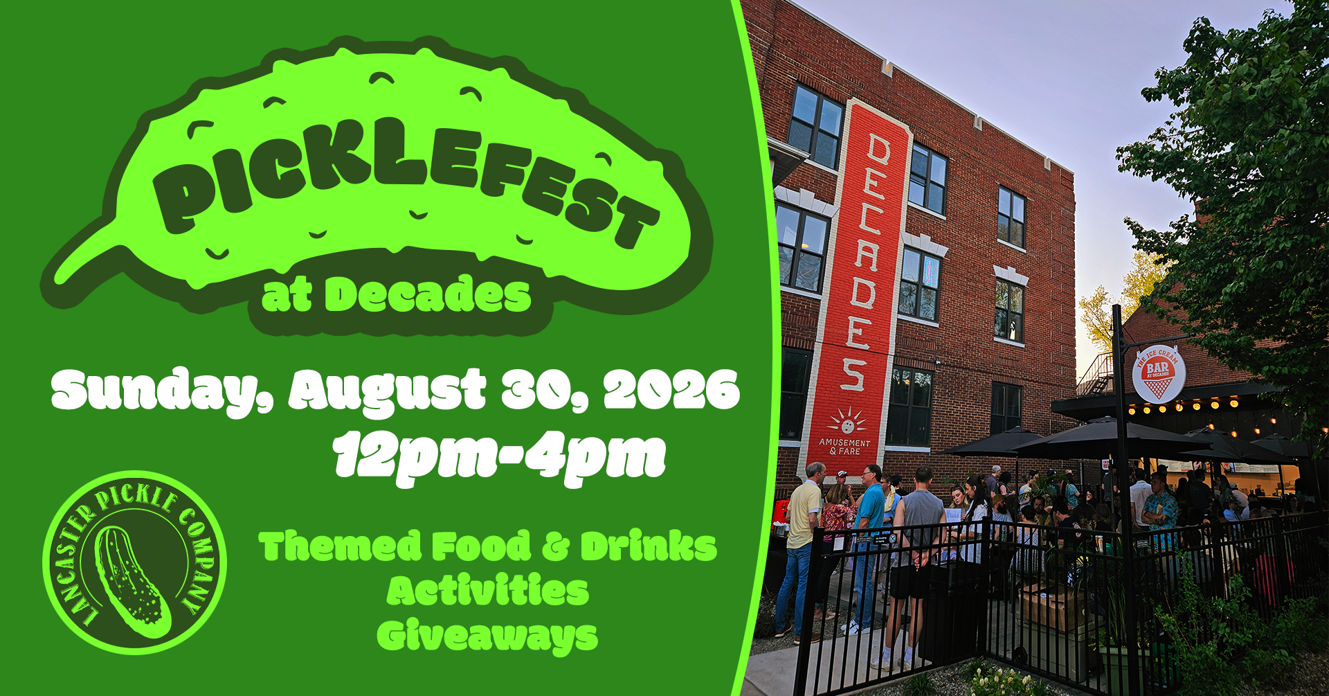 Picklefest at Decades on Sunday, August 30, 2026