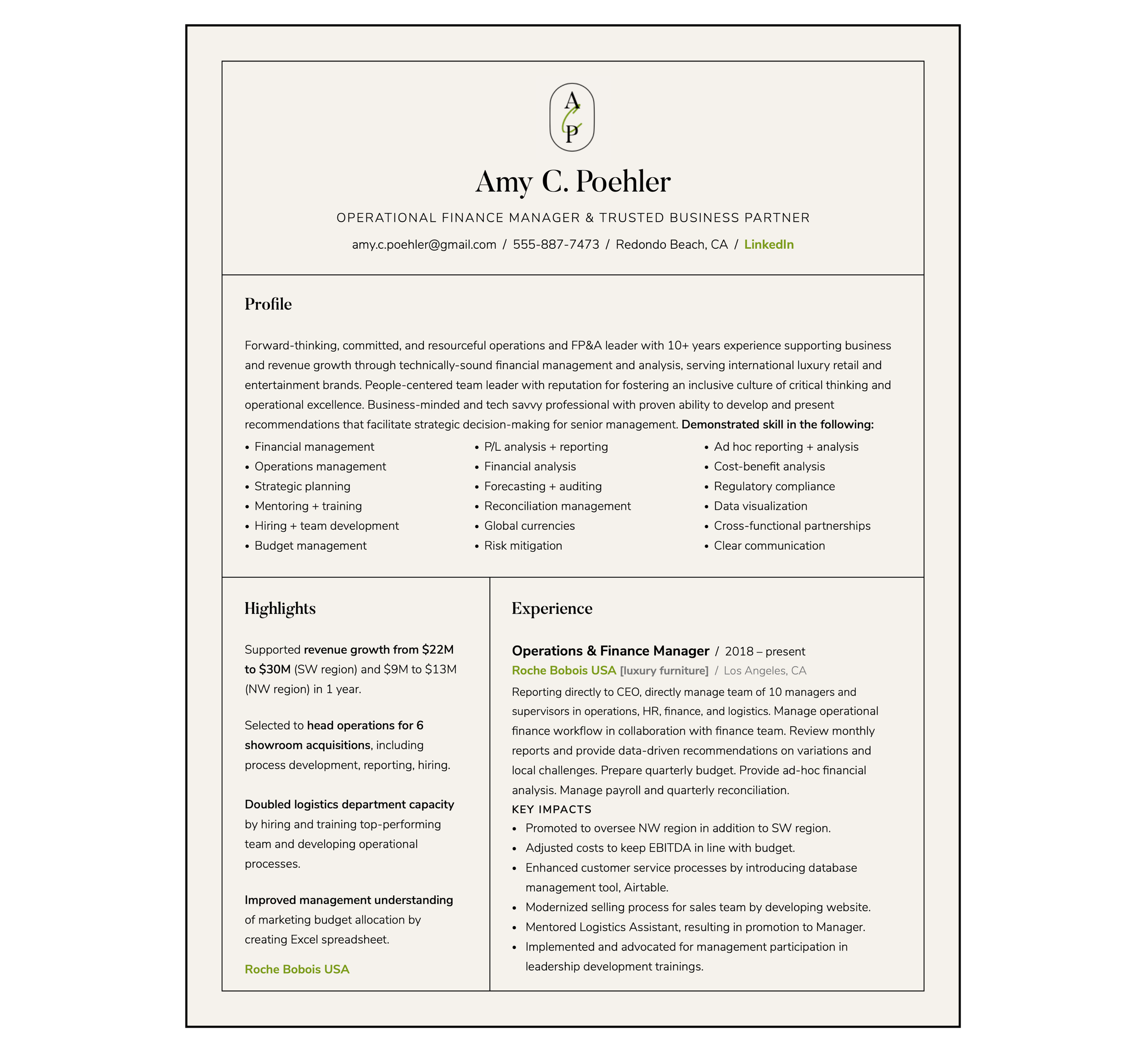 HR resume example