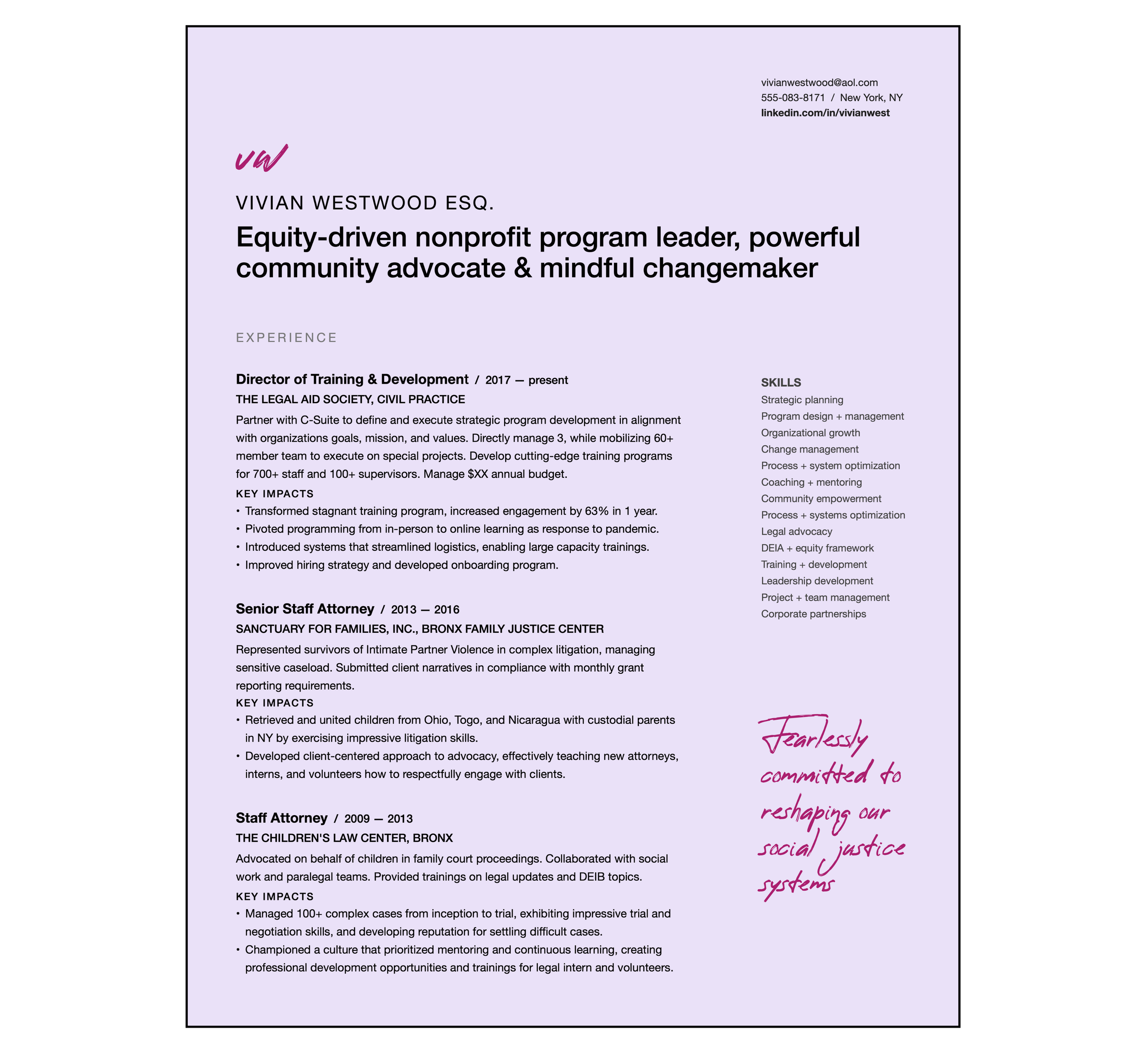 Executive director resume example