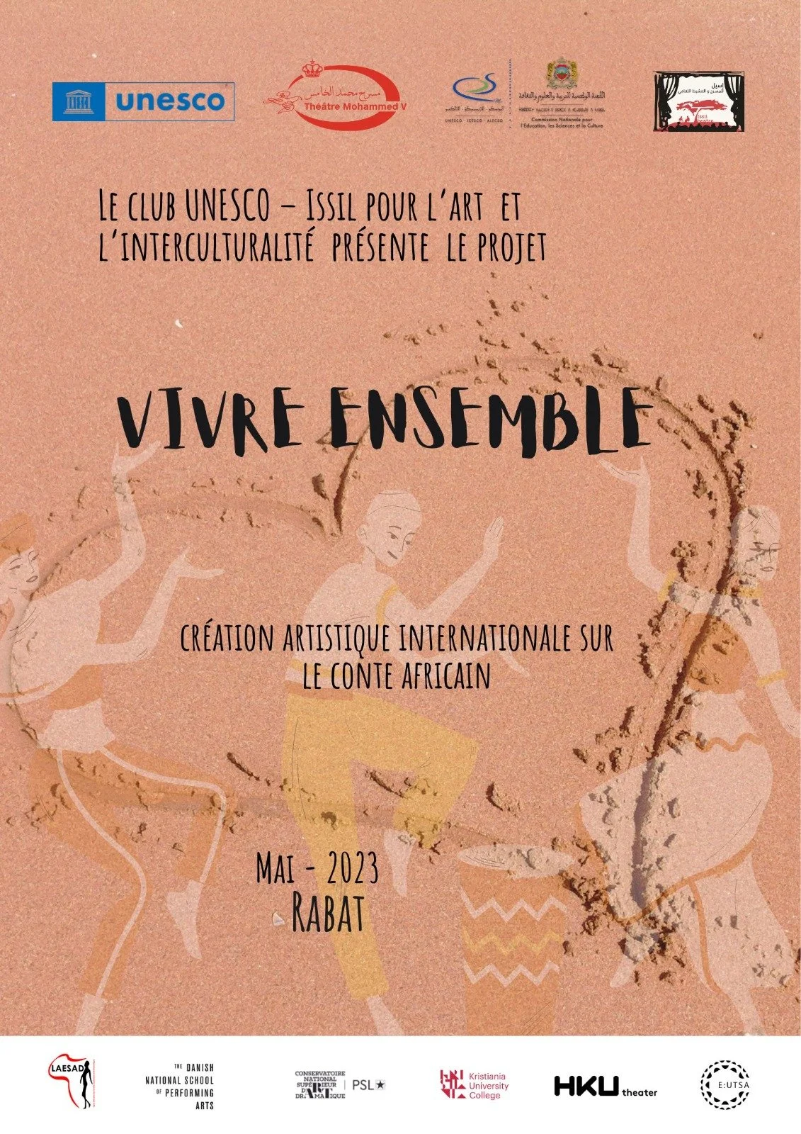 Affiche vivre ensemble création artistique internationale sur le contre africain