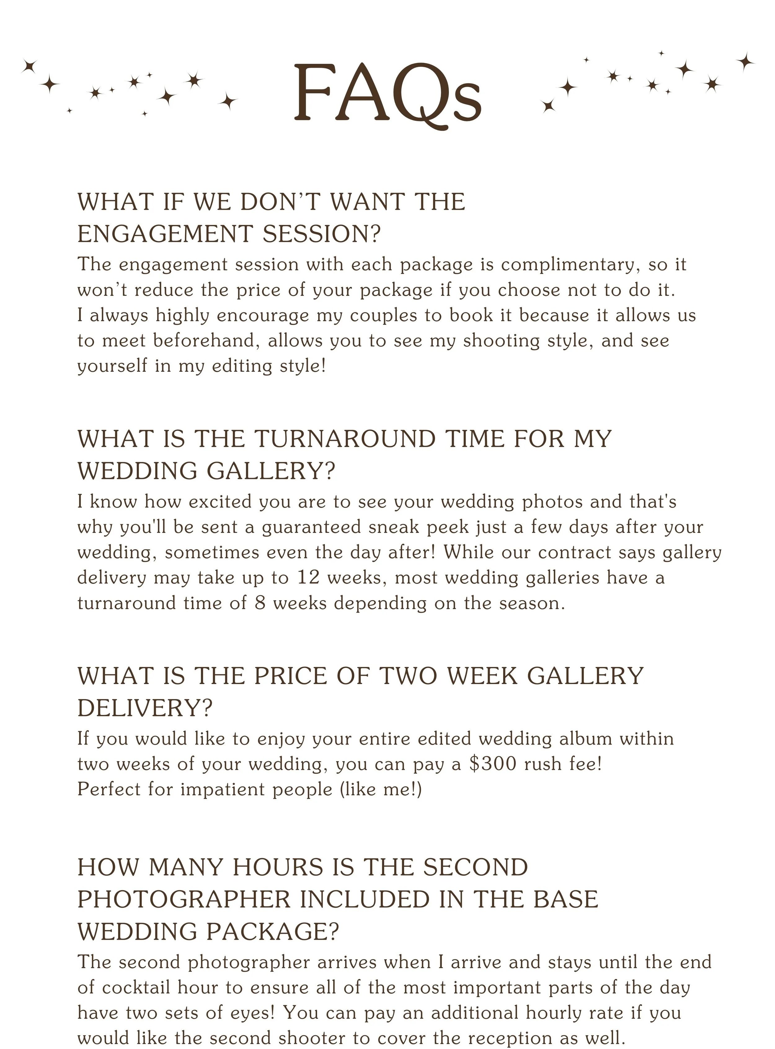 Wedding FAQ — CMS PHOTOGRAPHY