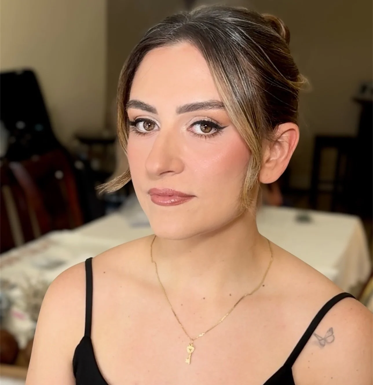 D A N A E  had an out of state elopement and will be wearing her beautiful wedding dress and having a reception here today 🥂. We didn&rsquo;t do a trial, but I was refered by her cousin and we had a lot of text and email communication, so we felt li