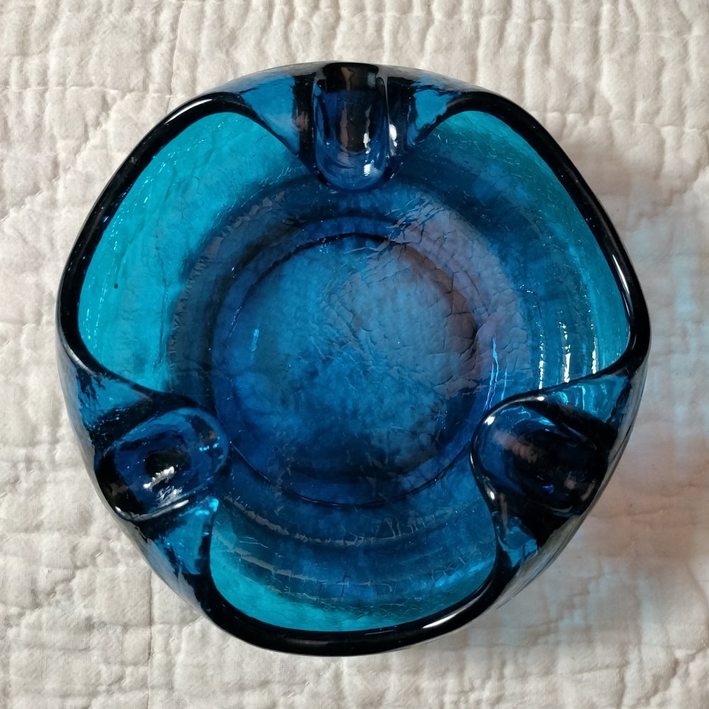 Mid Century Viking Blue Crackle Glass Ashtray — MIRA Collective Vintage and  Handmade