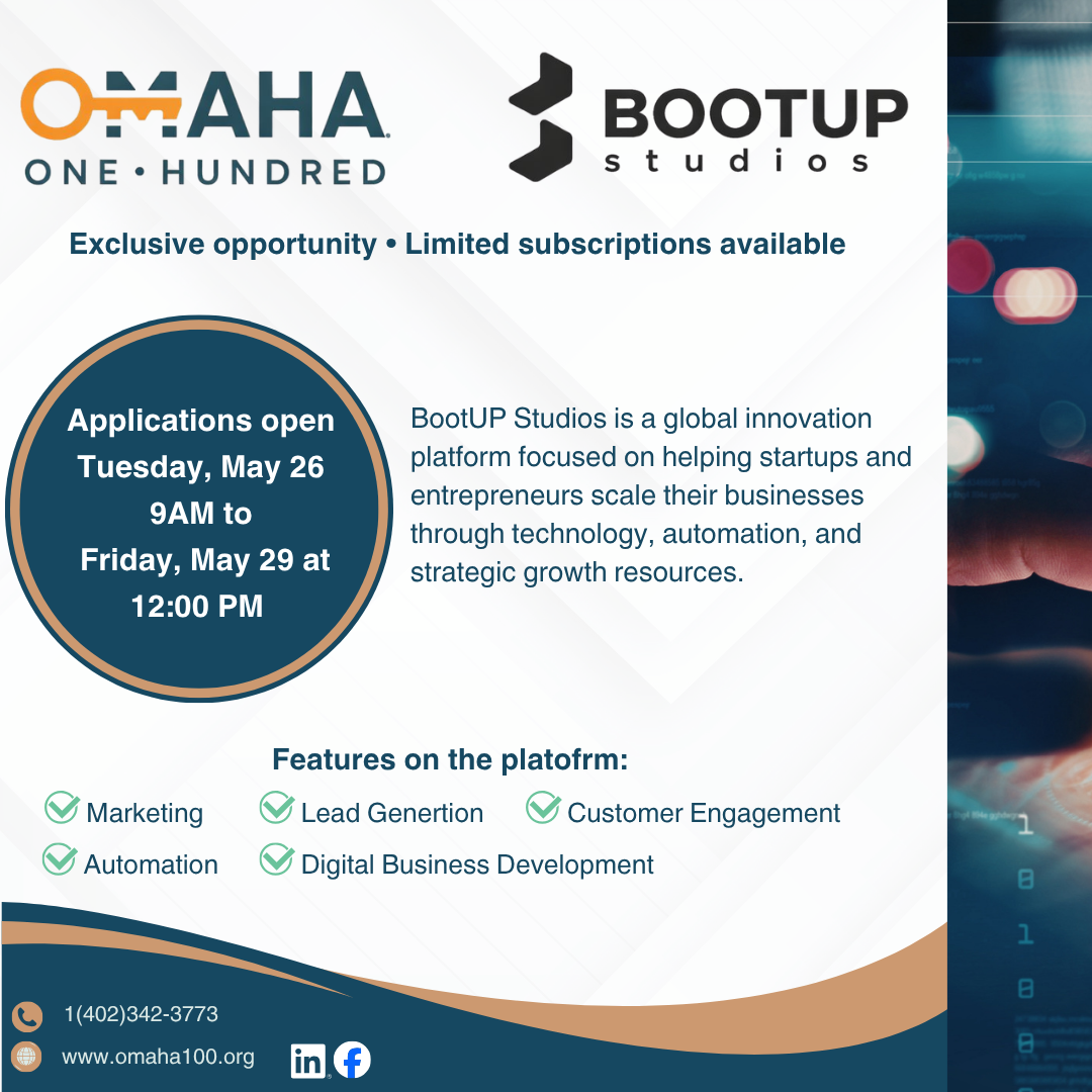 Omaha 100 Partners with BootUP Studios to Provide Entrepreneurs with Access to Digital Growth Tools