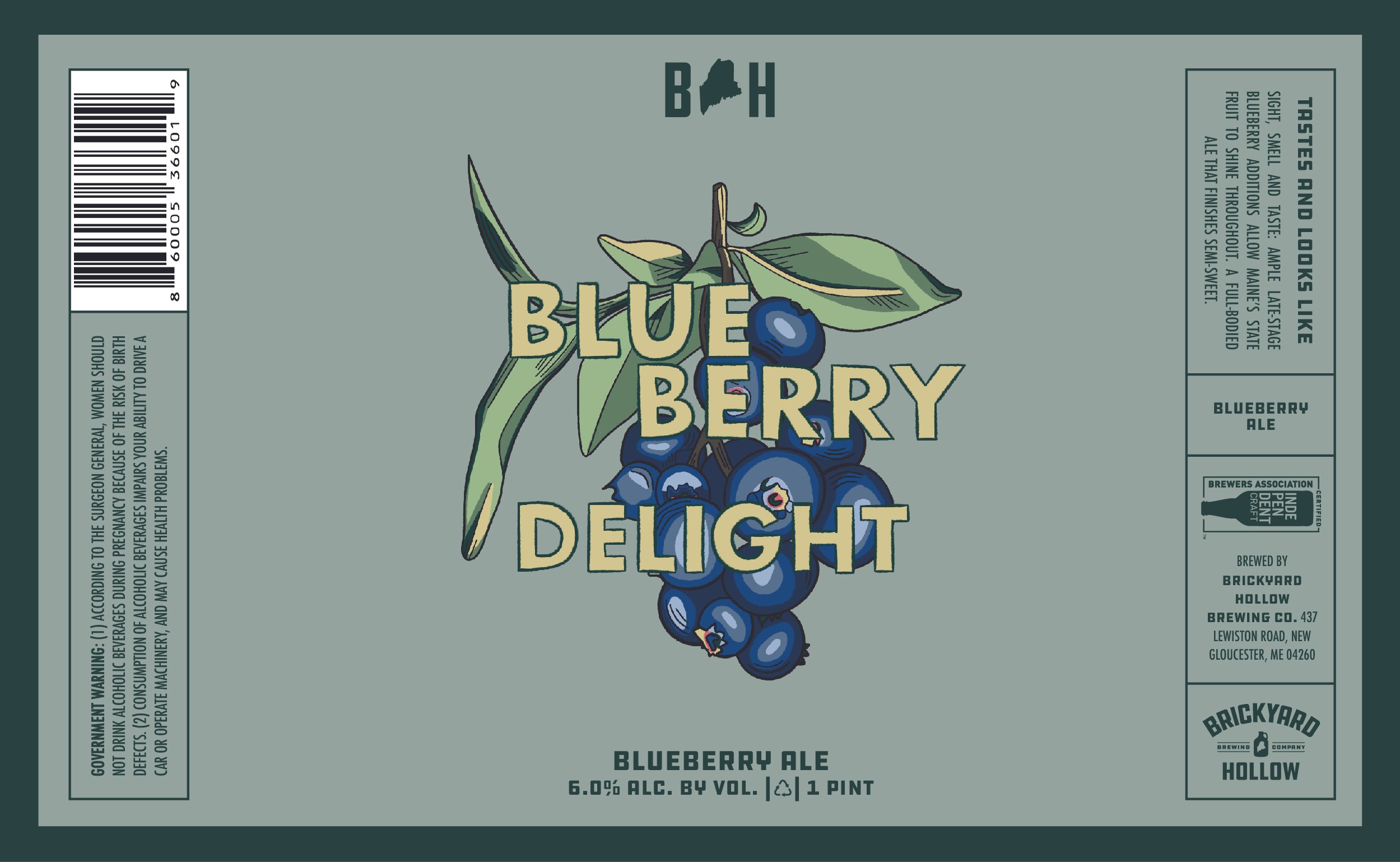 Brickyard Hollow Beer Label — Blueberry Delight