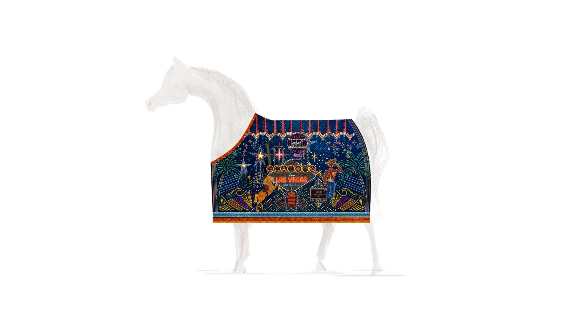 Las Vegas, United States. Blanket awards for senior stallion Arabian horse.