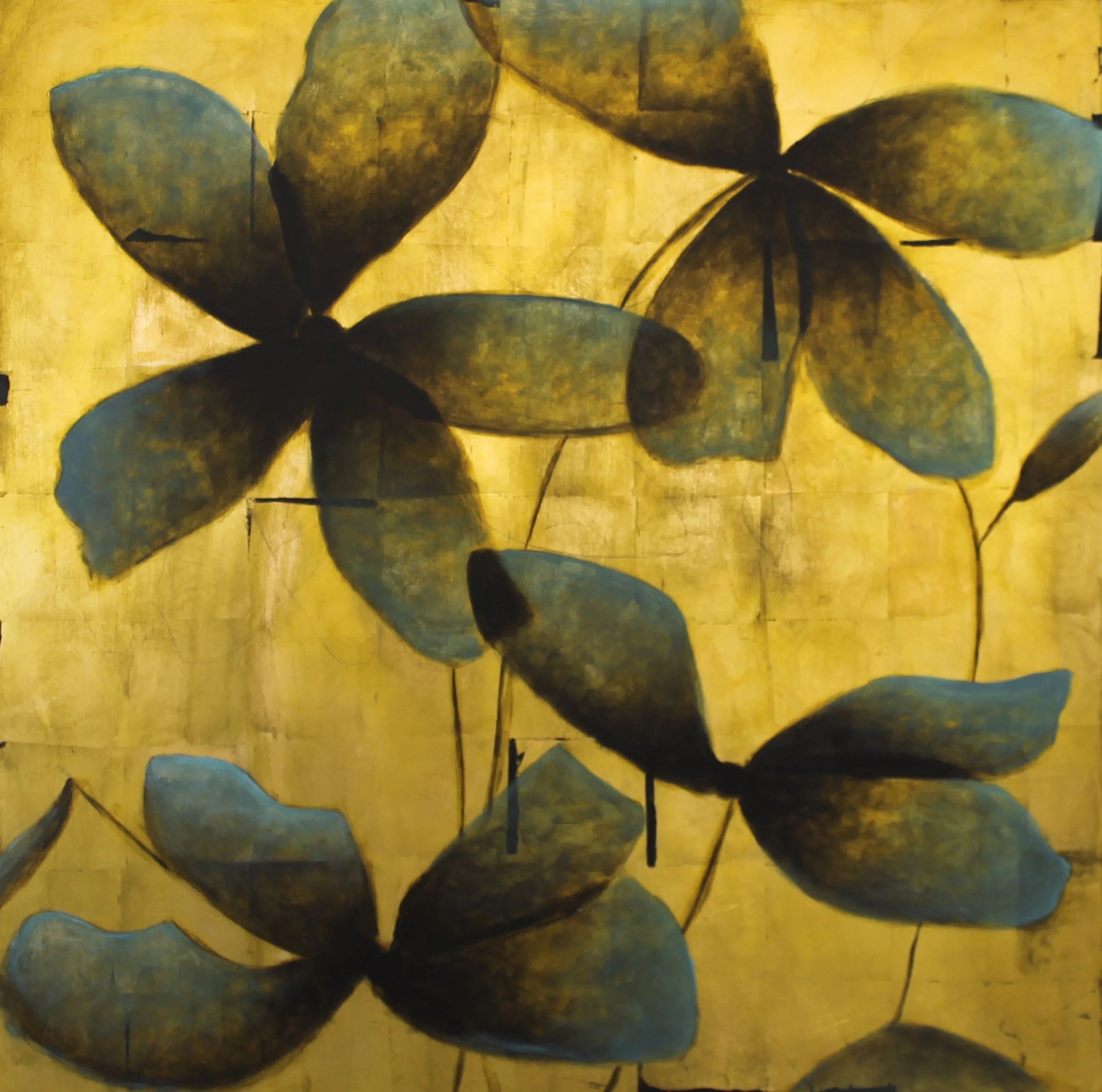 infinity of the sea and earth - acrylic and gold leaf on wood - 48"x48" - 2025