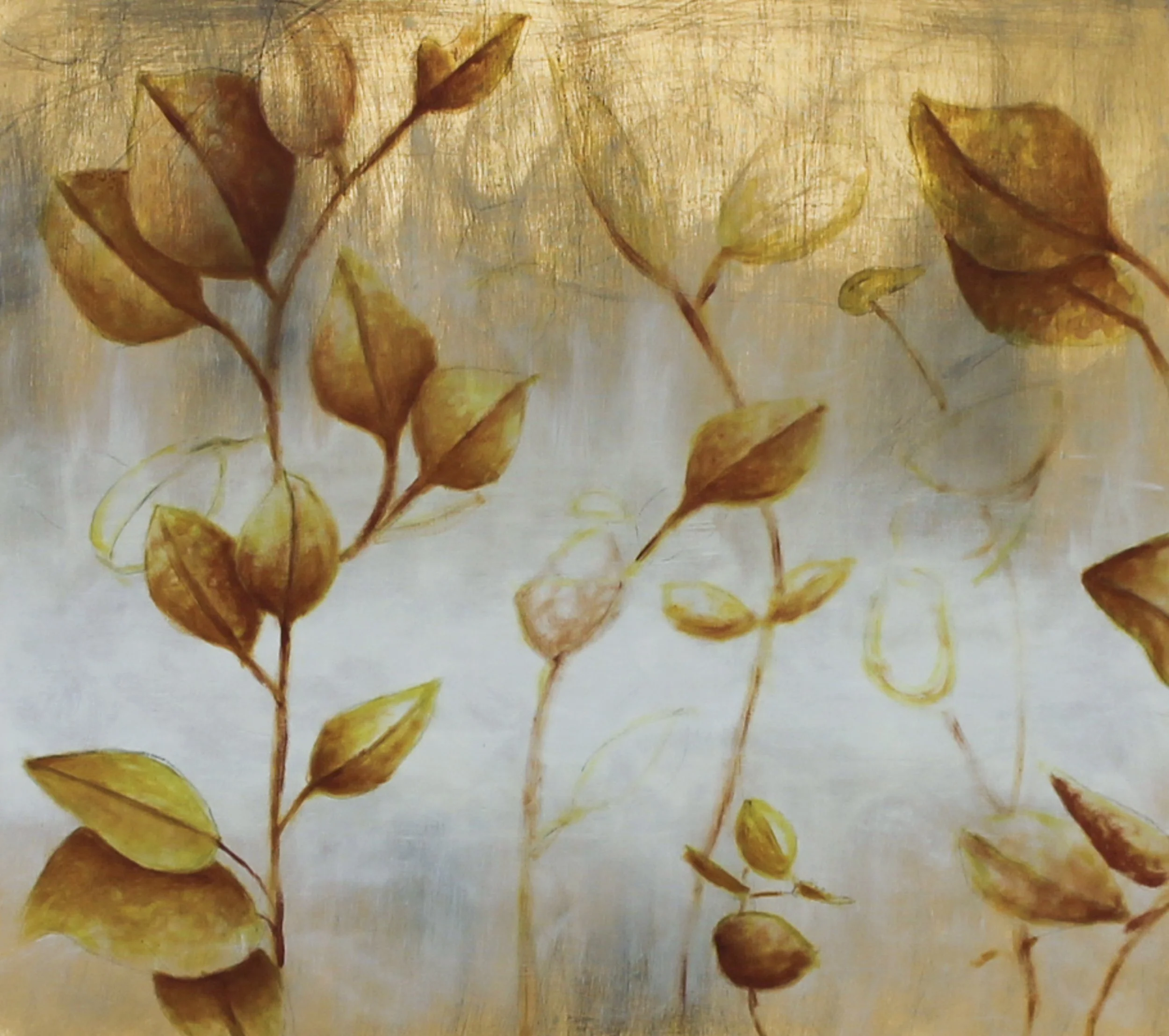 terra rossa - acrylic and gold leaf on wood - 24"x24" - 2025