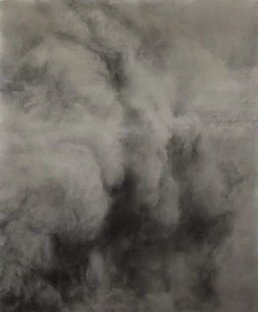 "Smoke Cloud I", 2018, Graphite powder and ink on paper, 39 x 32 inches