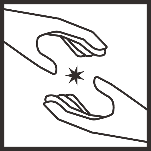 Illustration of two hands positioned around a star-shaped magic wand, indicating magic or spellcasting.