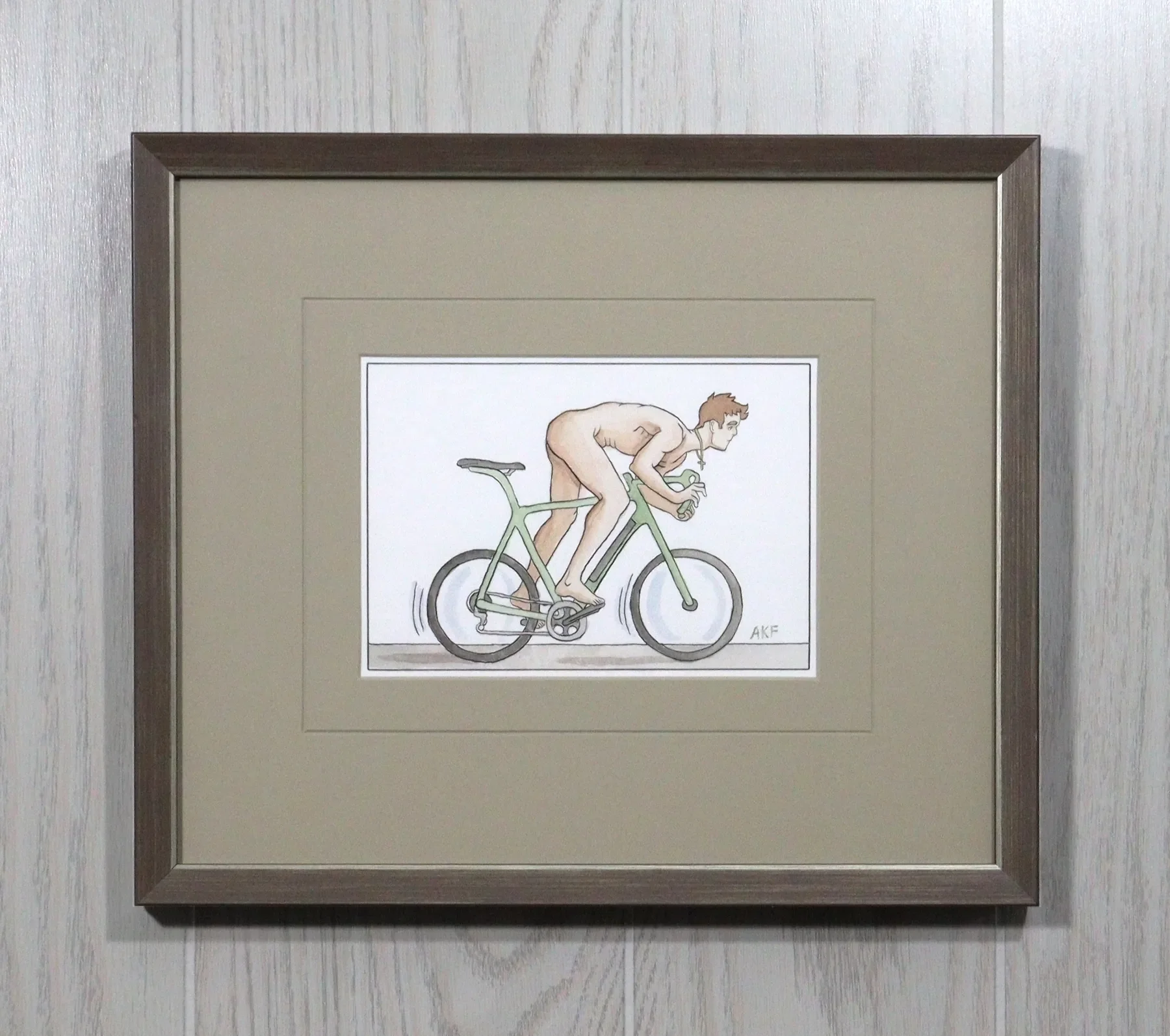 $300 - The Cyclist - Painting: 5x7in - Frame: 13 1/4 x 11 1/4 in
