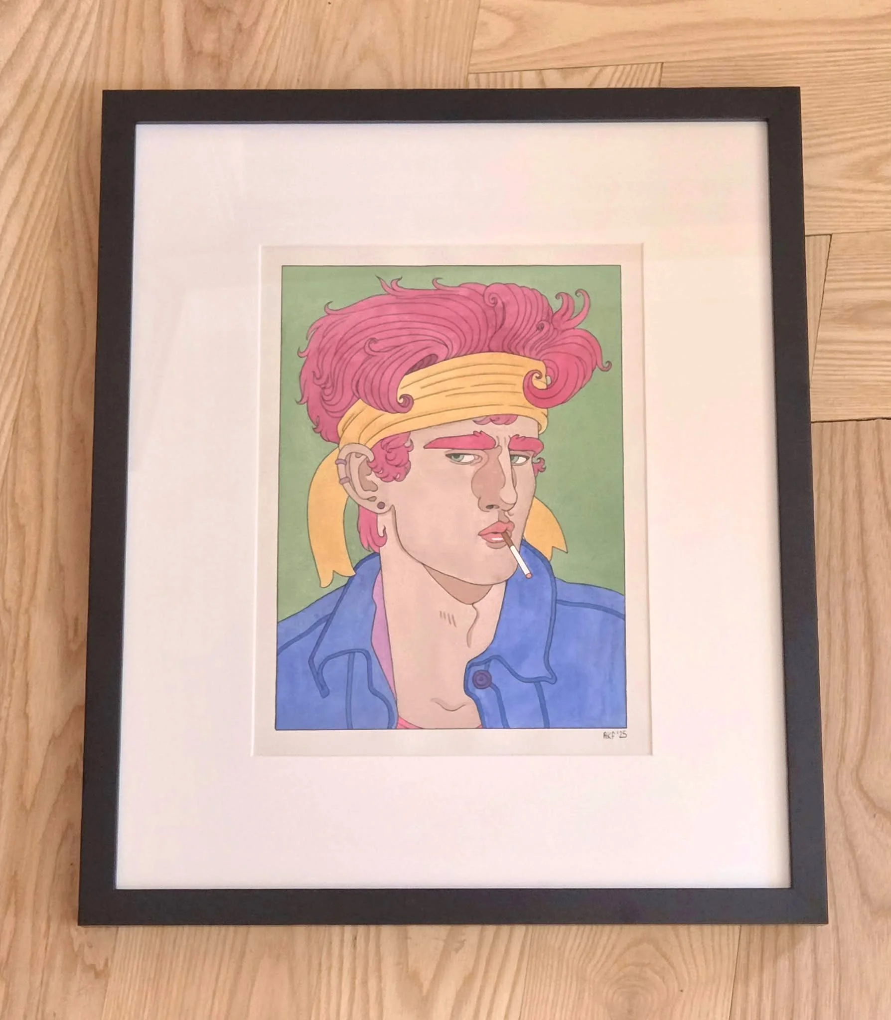 $300 - Synthwave Serphino - Painting: 9x12in - Frame: 12x19in