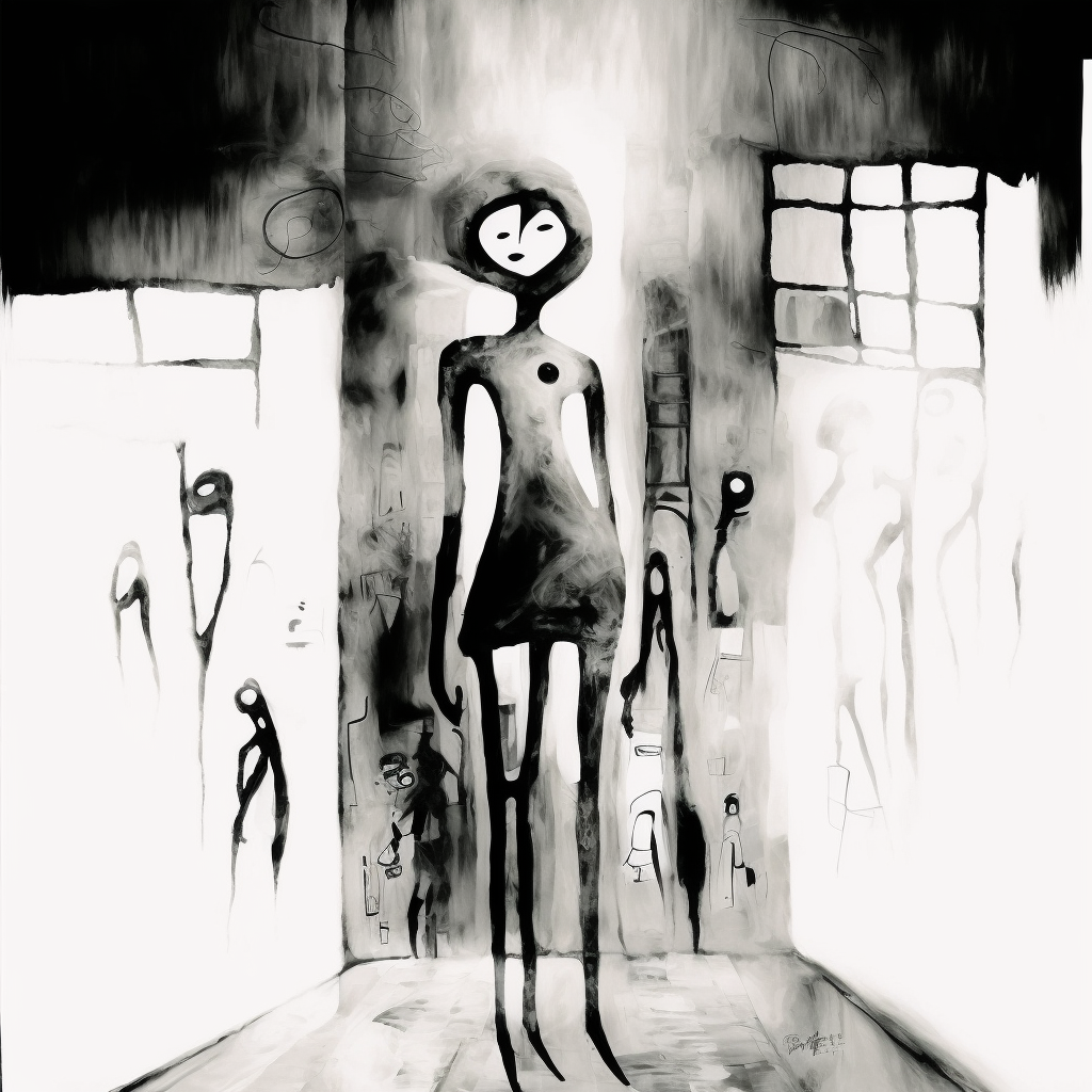 queen of angels, graffiti aliens, mixed media, 2022