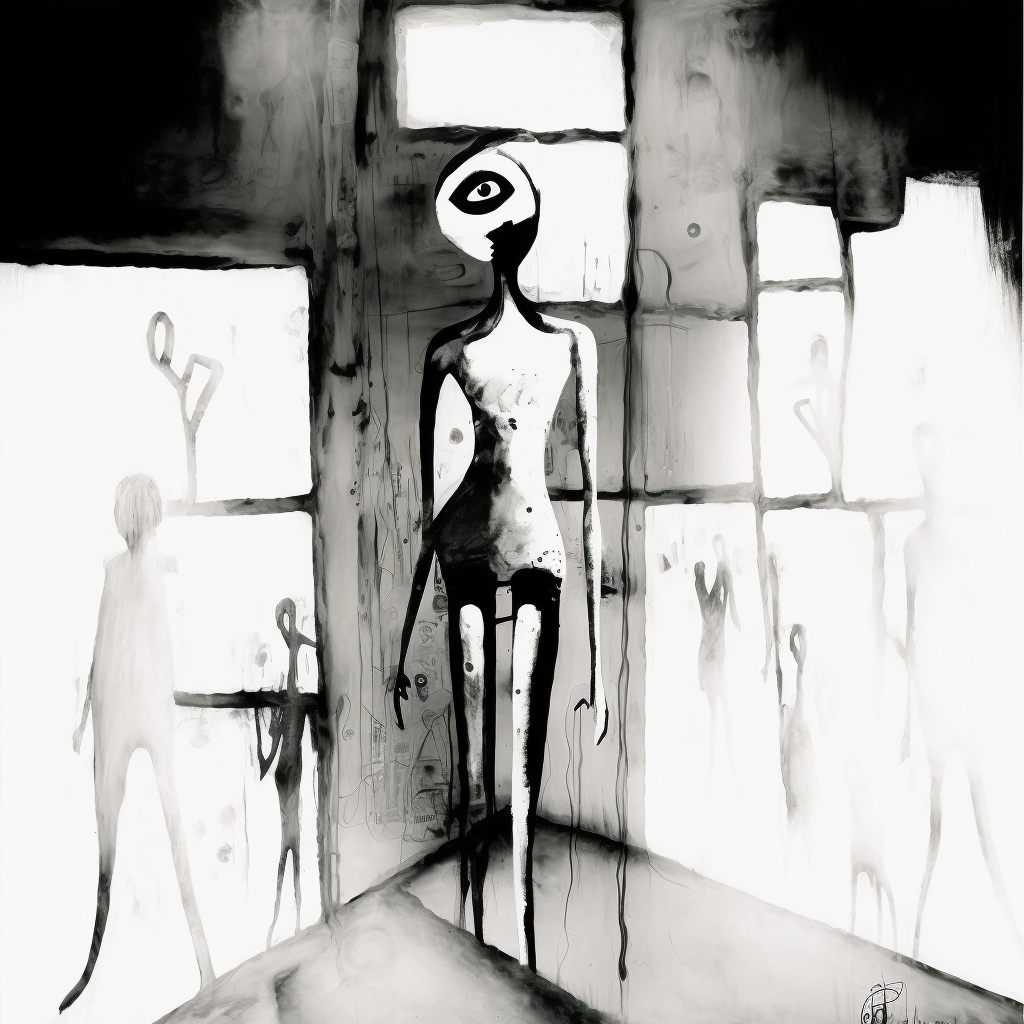 queen of angels, graffiti aliens, mixed media, 2022