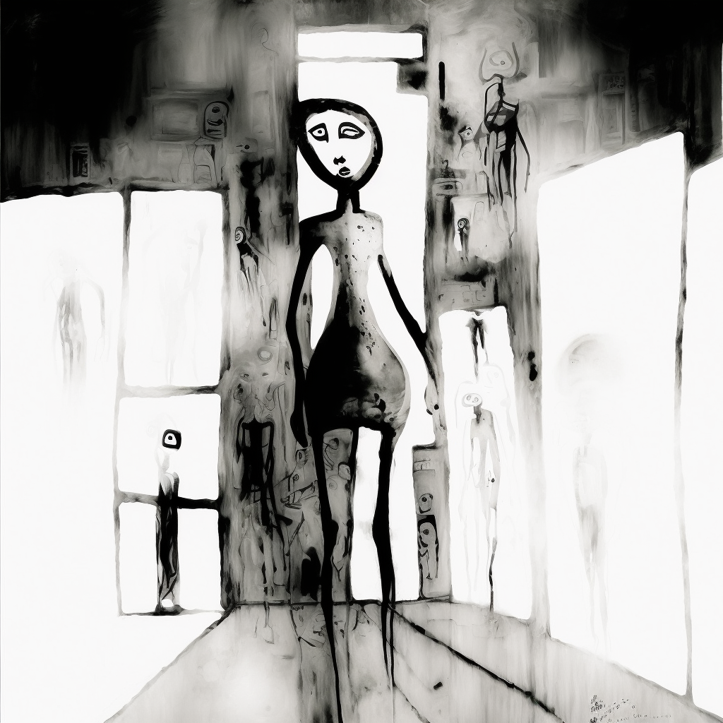 queen of angels, graffiti aliens, mixed media, 2022