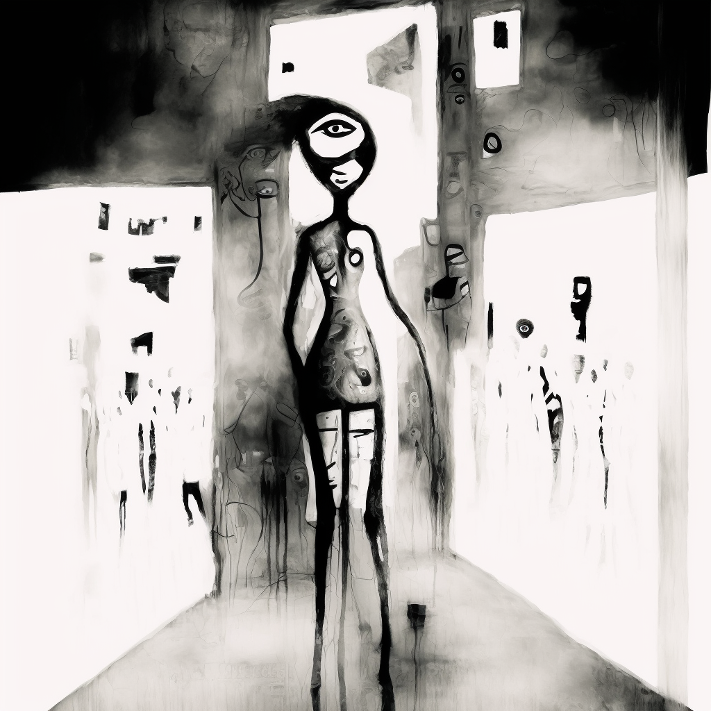 queen of angels, graffiti aliens, mixed media, 2022