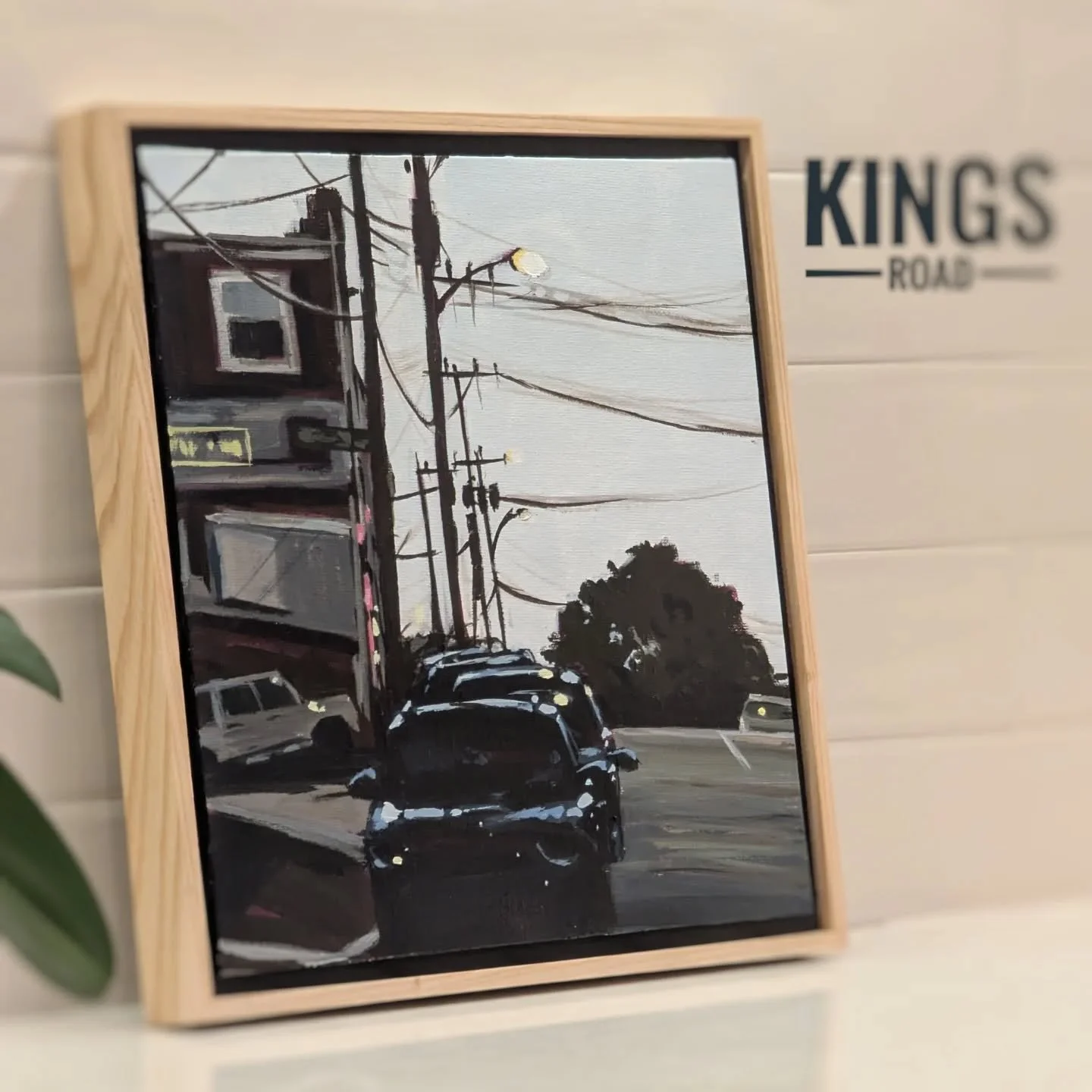 I haven't painted a city scene in a while and my trip to St. John's Newfoundland gave me a few ideas. Based on a photo I took as the sun was setting I saw these bright lines and spots reflecting off the cars, against various dark shapes. I liked the 