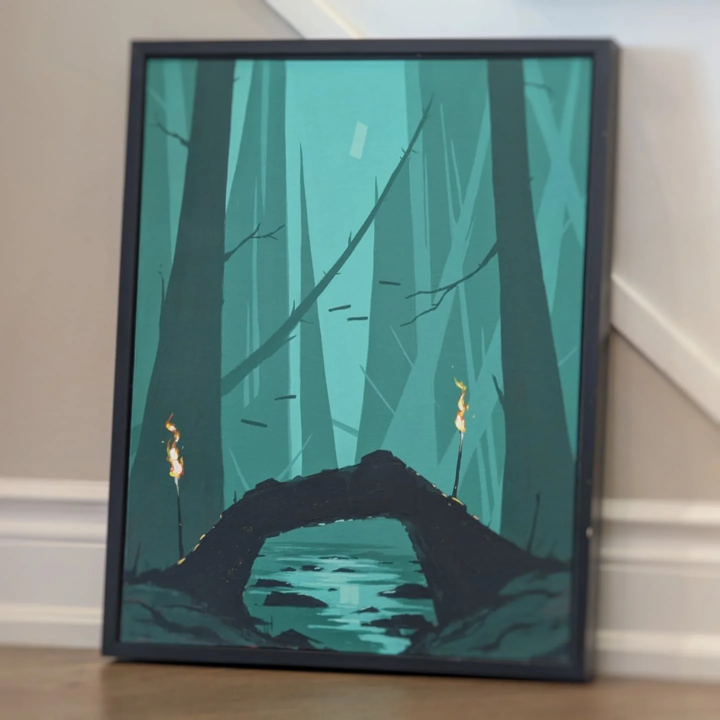 &quot;Where None Return&quot; - 18x14&quot;. Went green and a lot of freehand in this one.  I wanted a spooky feel to it and some abstraction further back.  This one is part of the Scared Stiff show at Benz Gallery, as well as a few others.  Cheers!
