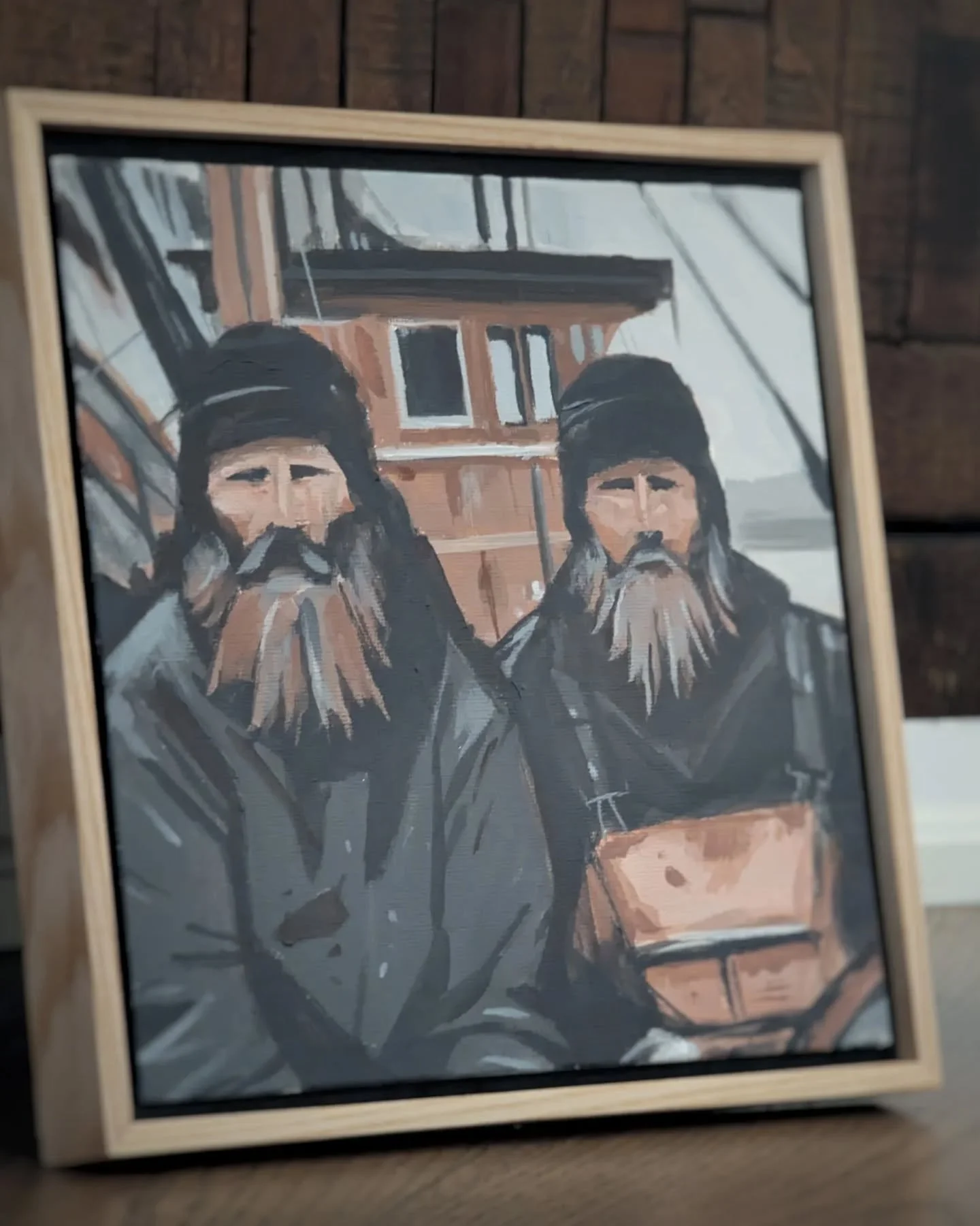 Last year I started making pieces capturing a moment with folks in them and there was a common theme.  I was drawn to people working, wondering what they were thinking about, their lives, strangers, friends, family...
.
"Fishermen" - 8x8&qu