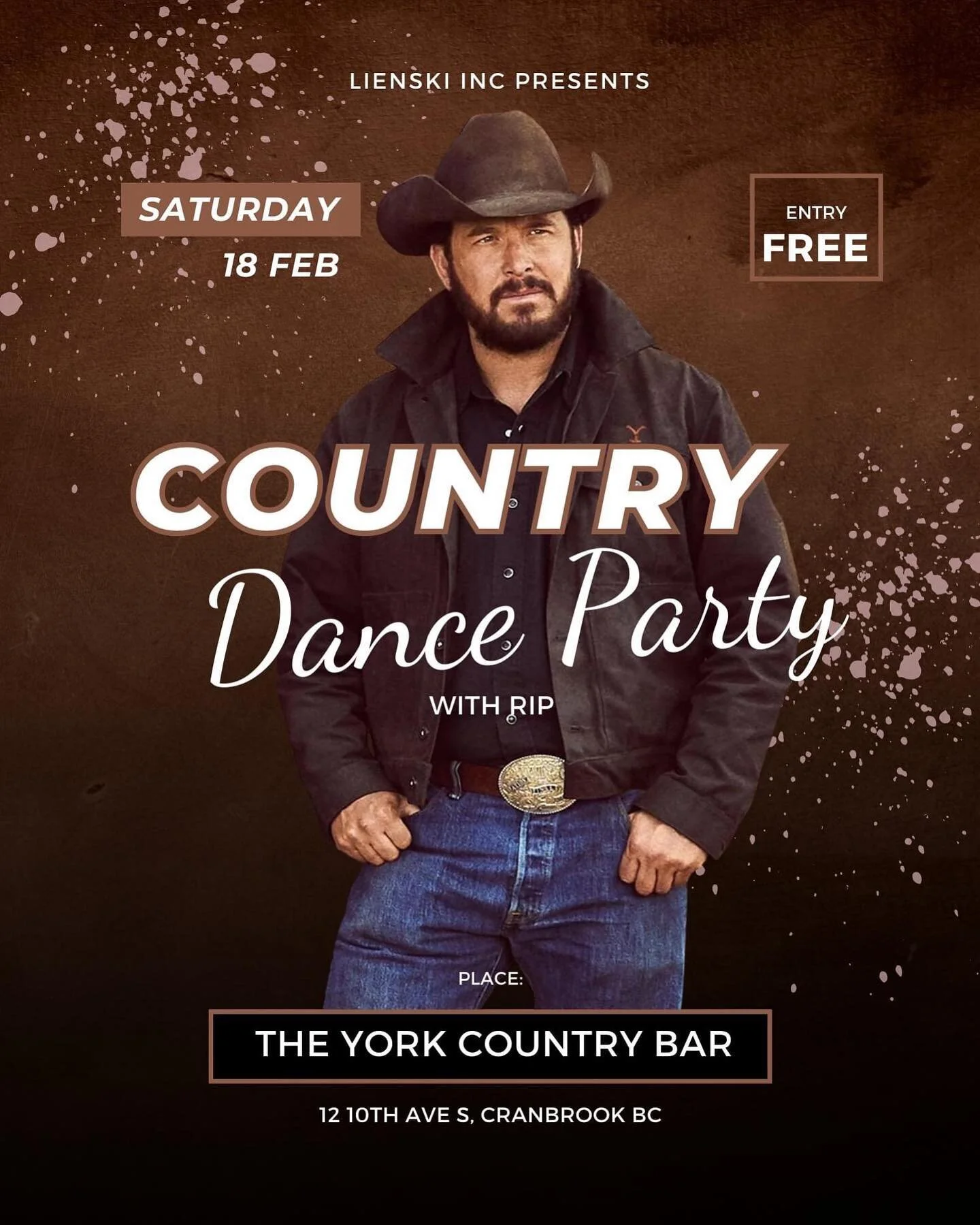 CRANBROOKS WINTER BLITZVILLE COUNTRY AFTER PARTY!! 

CRANBROOKS ONLY COUNTRY BAR - REAL COUNTRY MUSIC - RIP FROM YELLOWSTONE - LINE DANCING - TWO STEPPING - POOL TABLES- NINTENDO LOUNGE - BOARD GAMES -  OPEN TIL 2 AM!