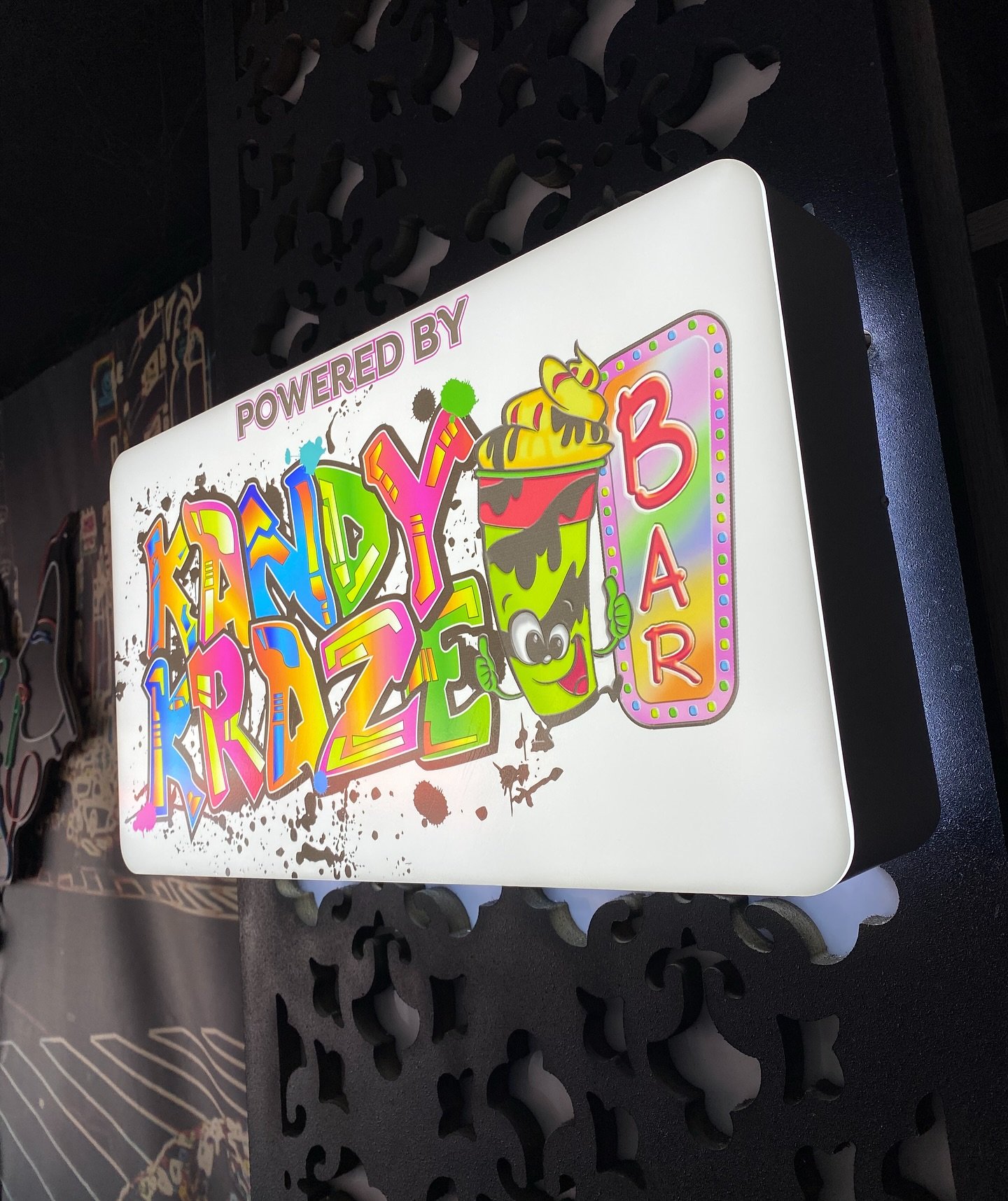 We had he opportunity to manufacture and install this beautiful sign for @kandykrazebar . It’s an Illuminated light box with additional halo illumination. How amazing does this look? #manchesterbusiness #manchesterbusinesses #kandykraze #desert