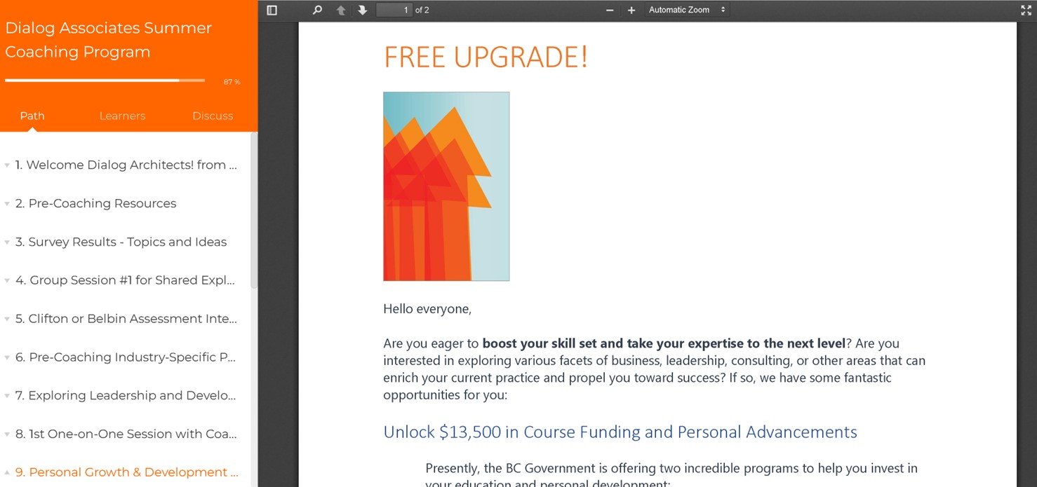 Information about funding opportunities for professional upgrades and skill advancement.