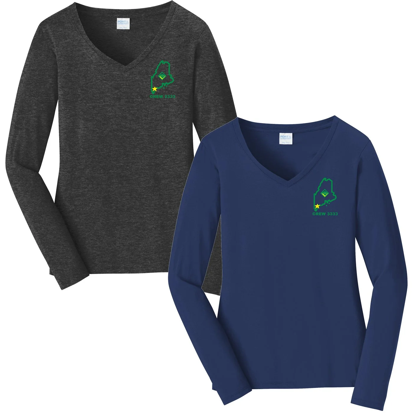 Crew 3333 Ladies Long Sleeve V-Neck T-Shirt